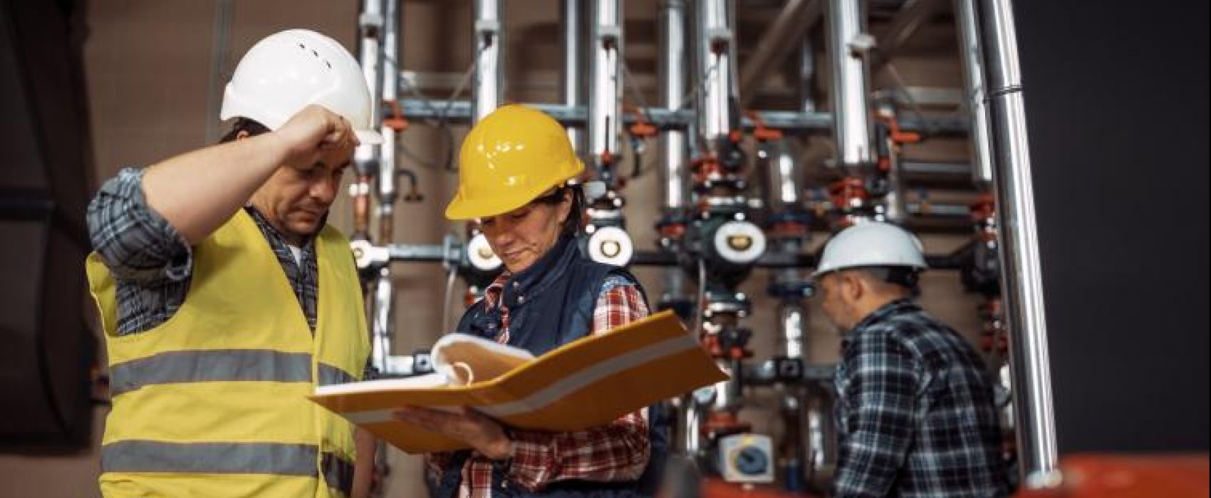 Workers in hard hats