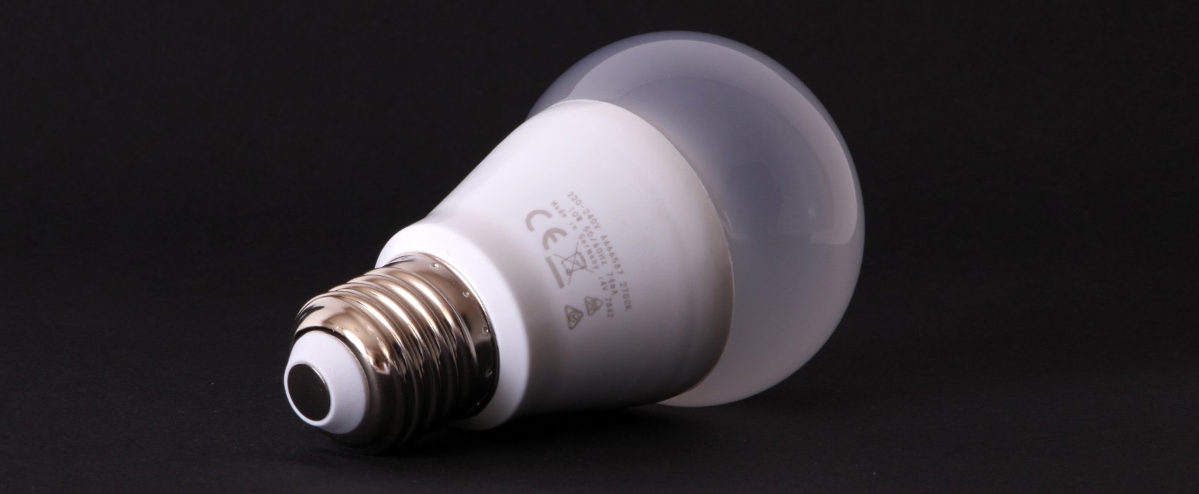 LED light bulb on a black background
