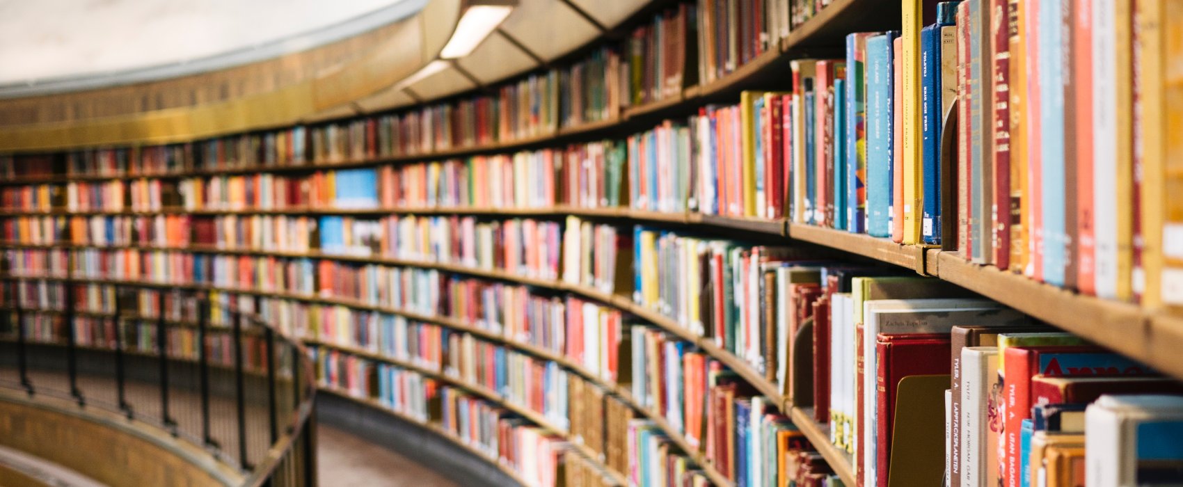 rows of books in a library