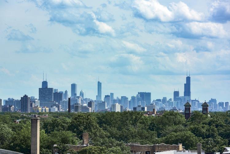View of Chicago skyline from Evanston, IL