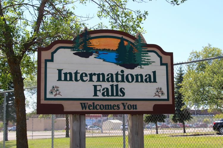 International Falls Welcome Sign