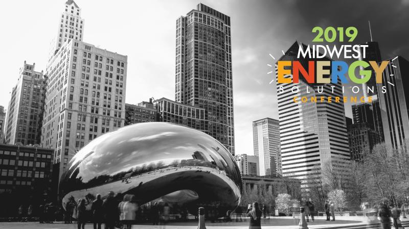 black and white chicago bean with MES 2019 logo