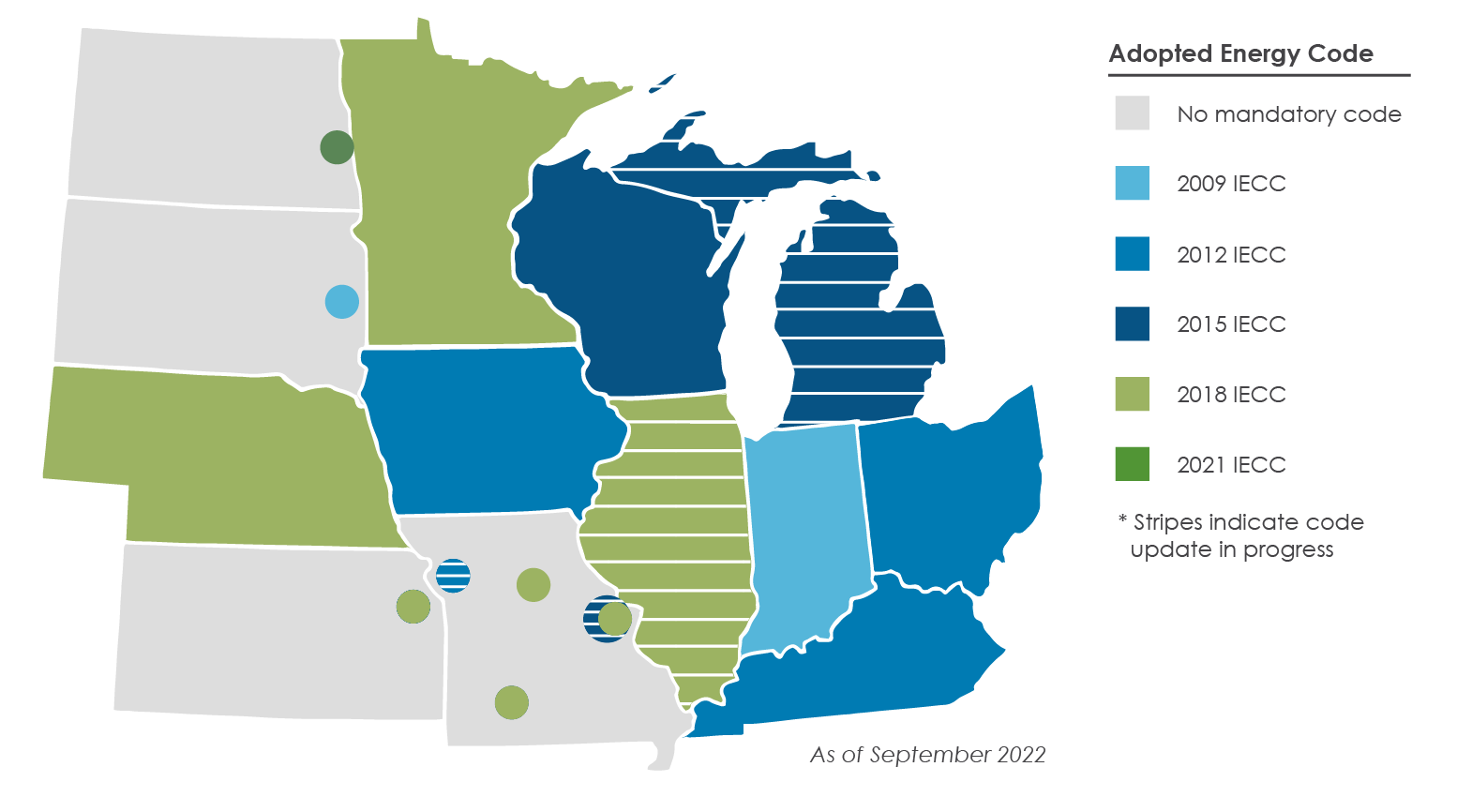 Map denoting commercial building energy code adoption