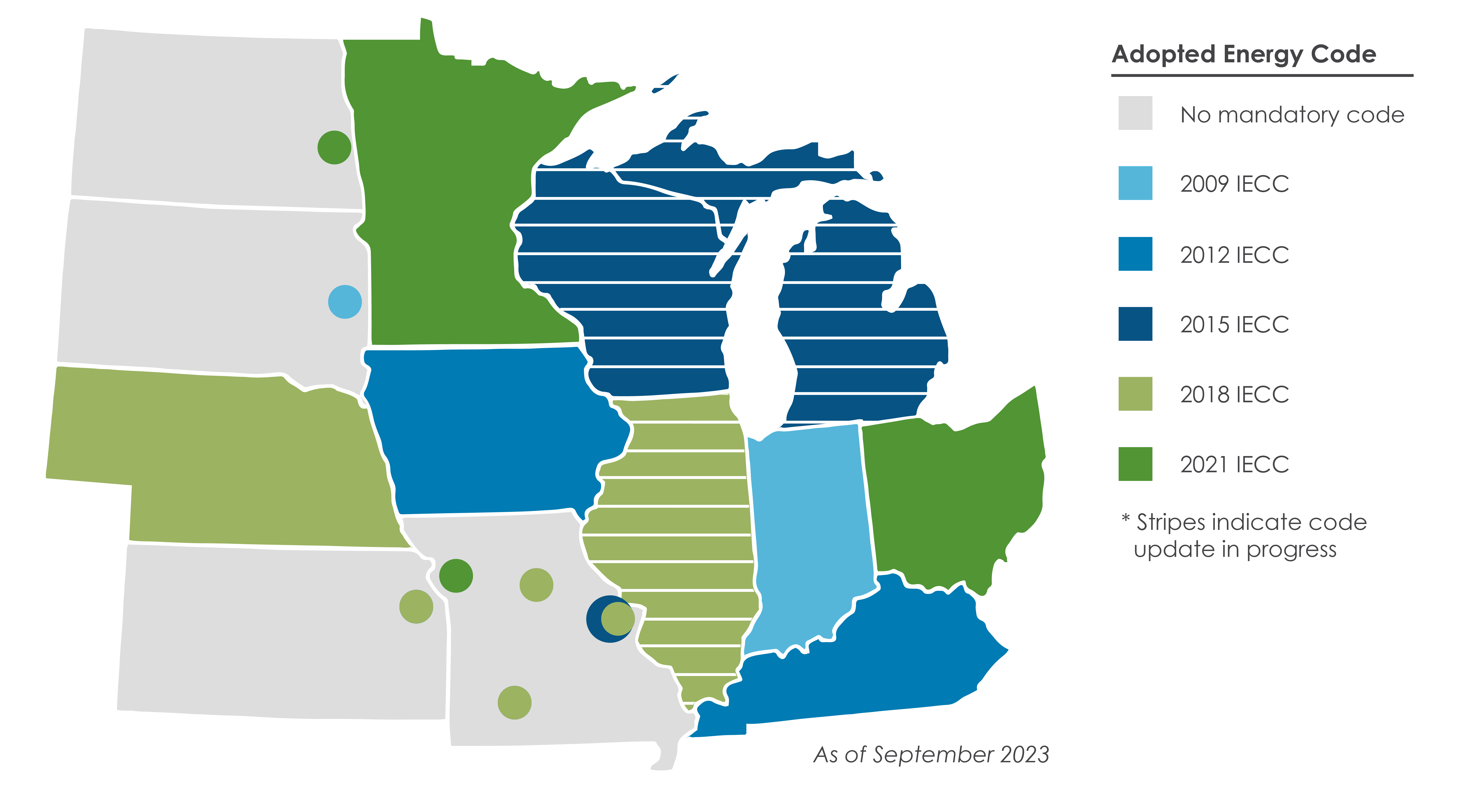 Map denoting commercial building energy code adoption