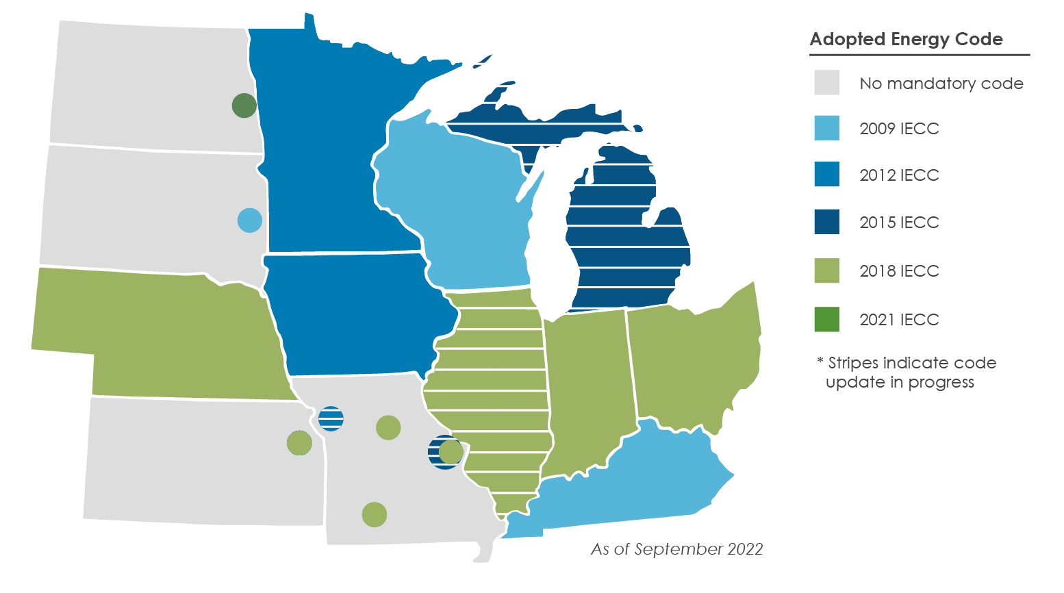Map denoting residential building energy code adoption