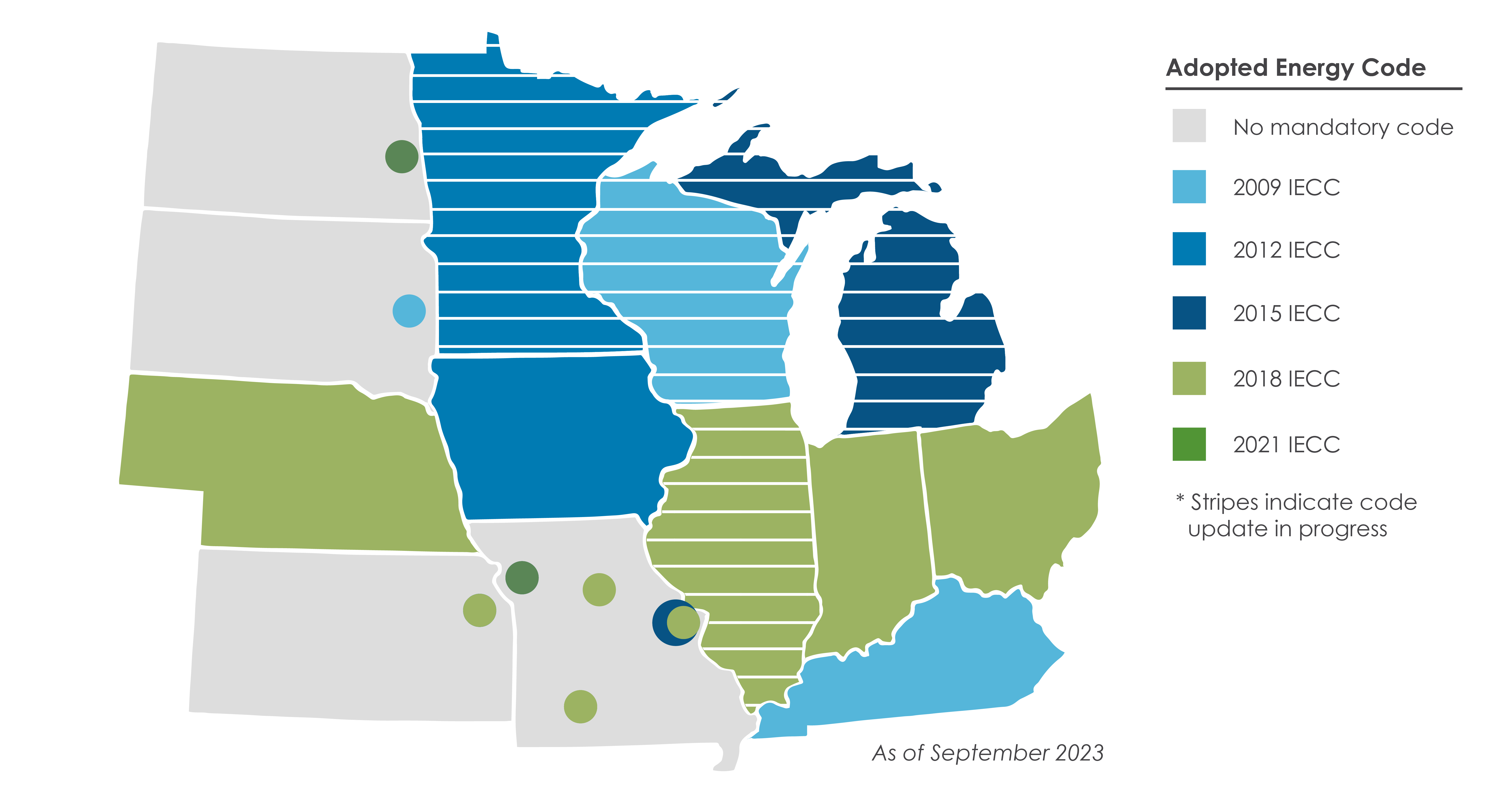 Map denoting residential building energy code adoption