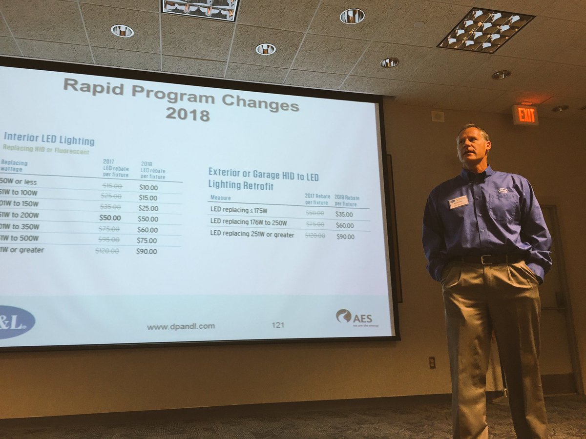 Mark Dancer from Dayton Power & Light presents slides to industrial customers