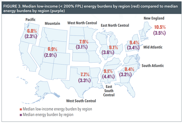 Map of energy burdens by region