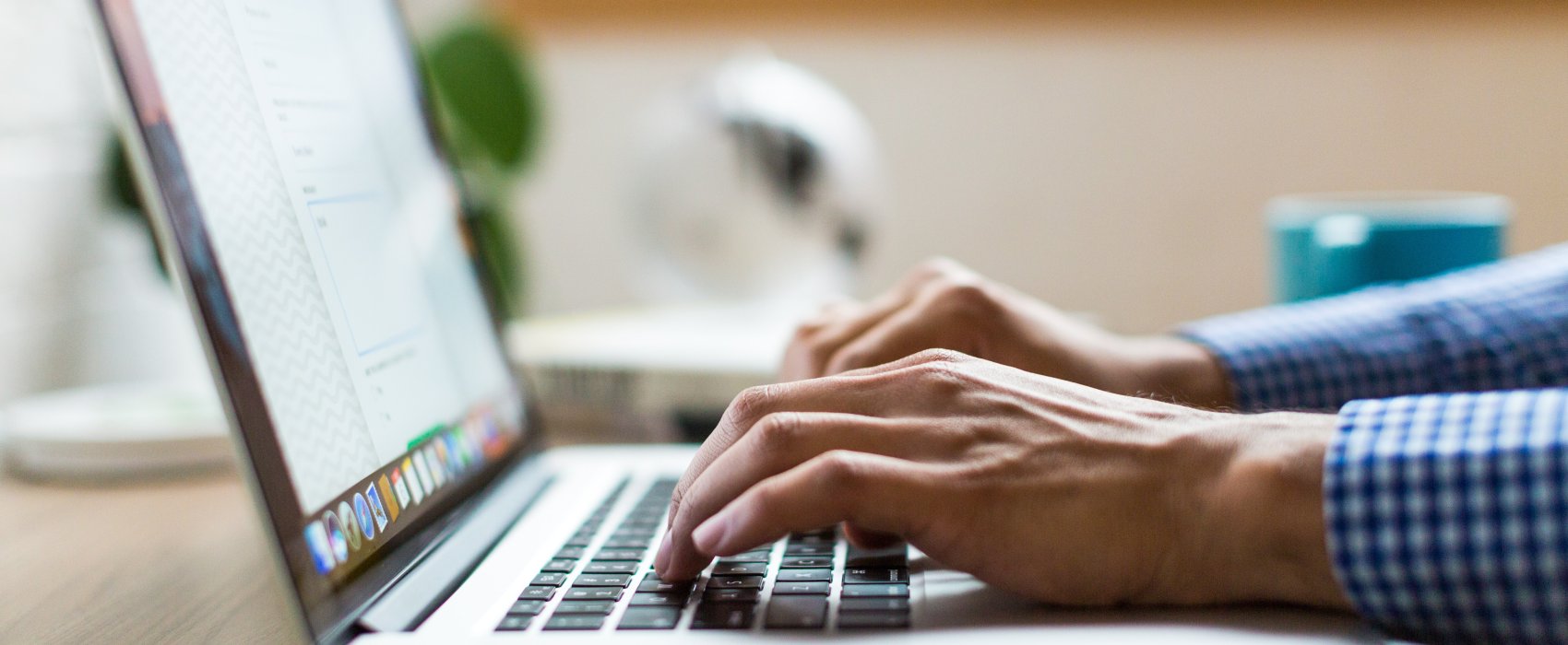 person typing on laptop