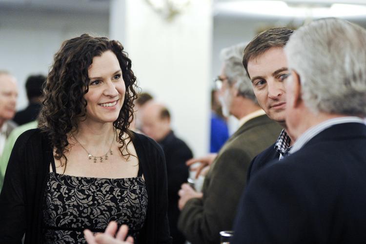 3 attendees chatting during the 2017 MES conference