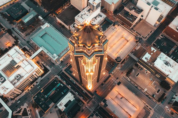 Des Moines skyline from above