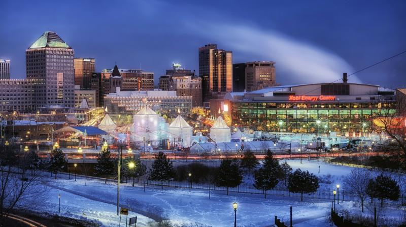 St. Paul skyline during winter