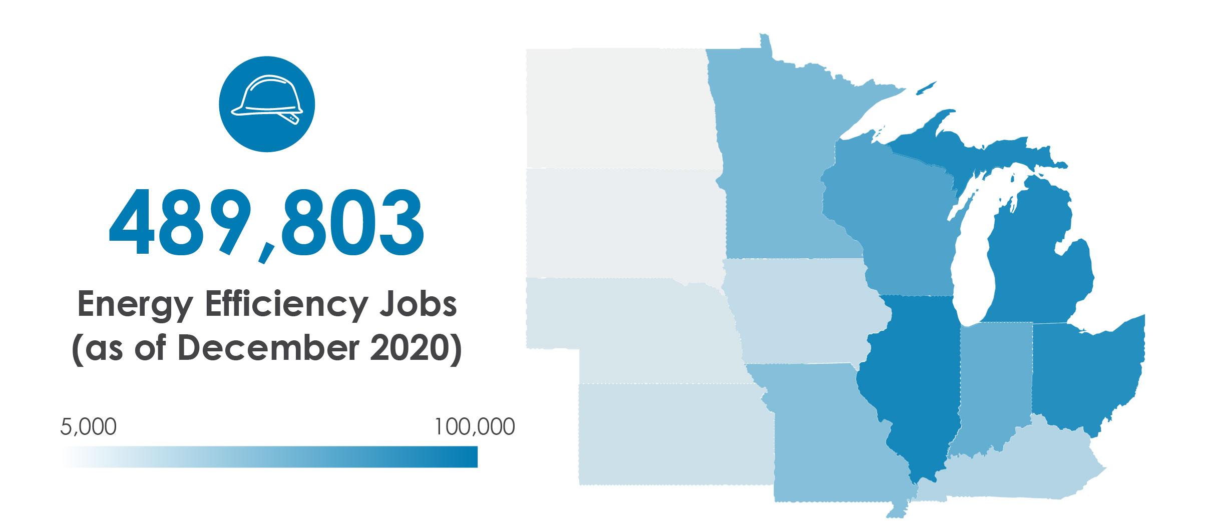 heat map depicting number of EE jobs across Midwest