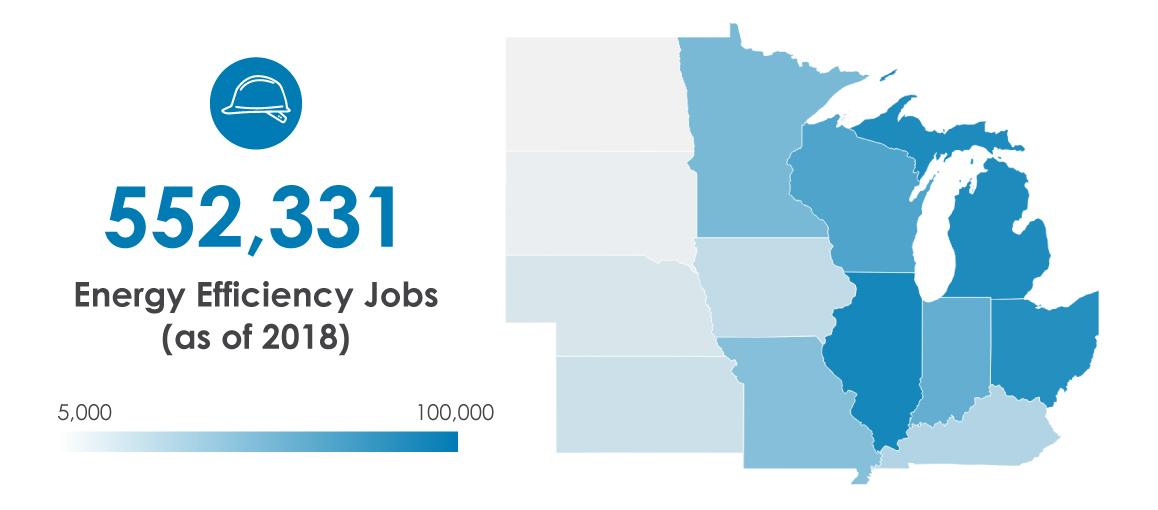 heat map depicting number of EE jobs across Midwest