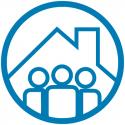 house with people in front icon